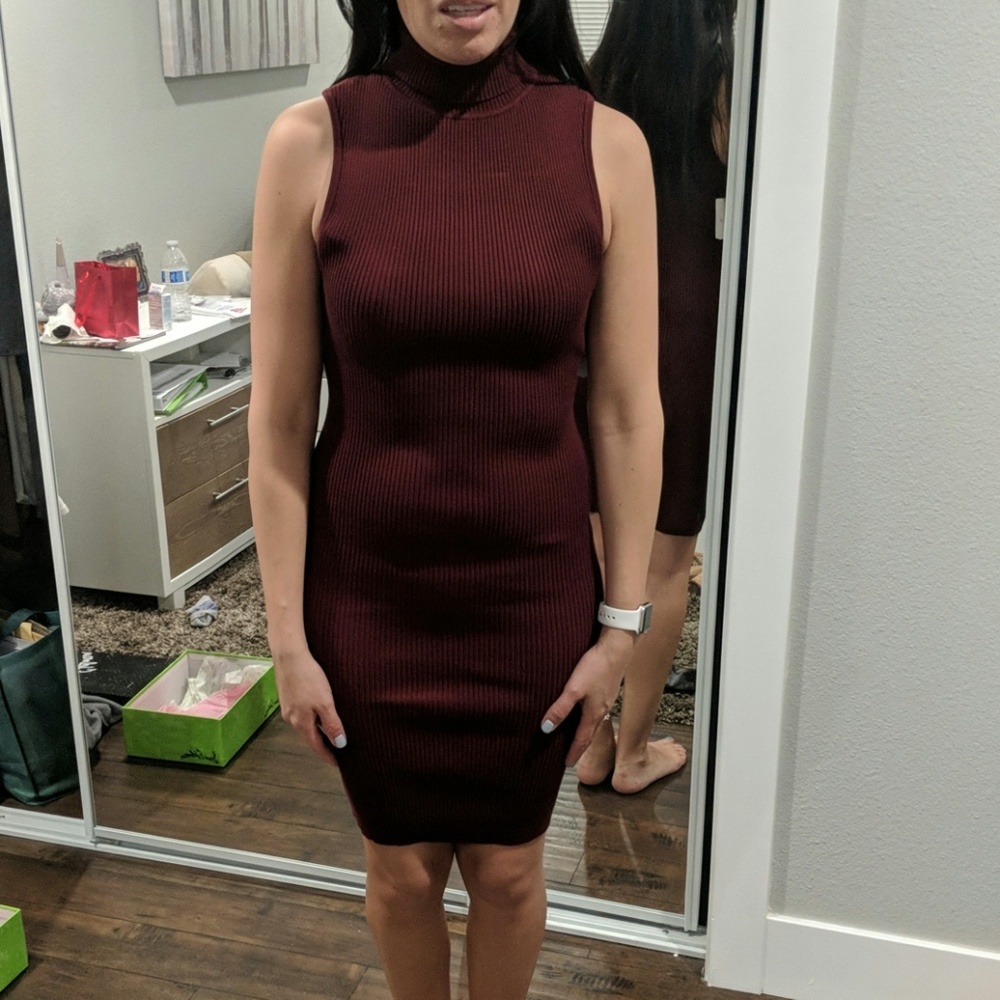 Medium windsor burgundy turtleneck midi dress